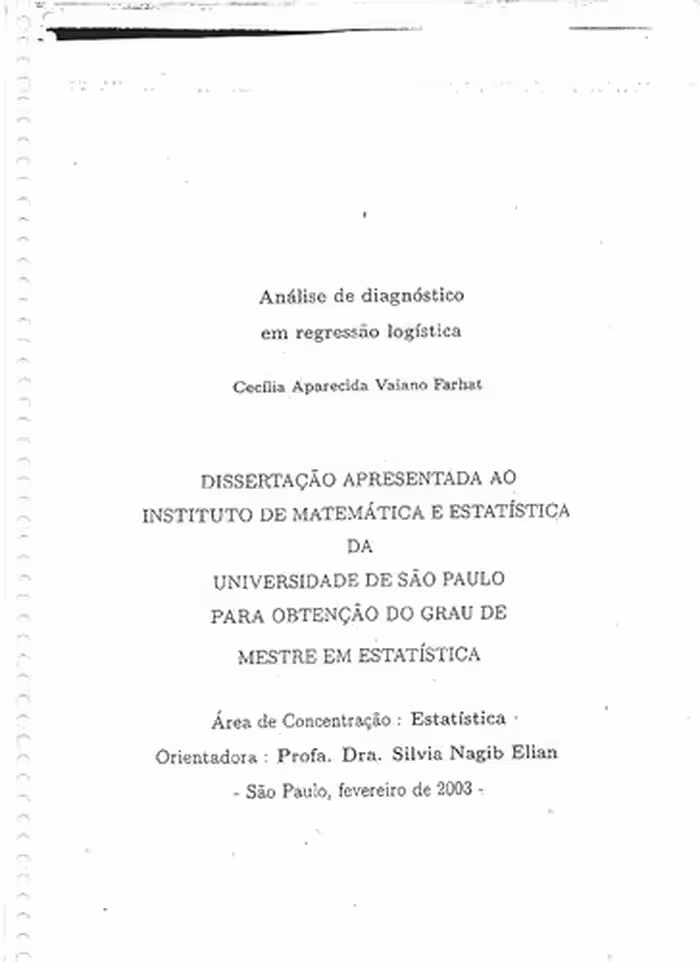 خرید و دانلود نسخه کامل کتاب Análise de diagnóstico em regressão logística