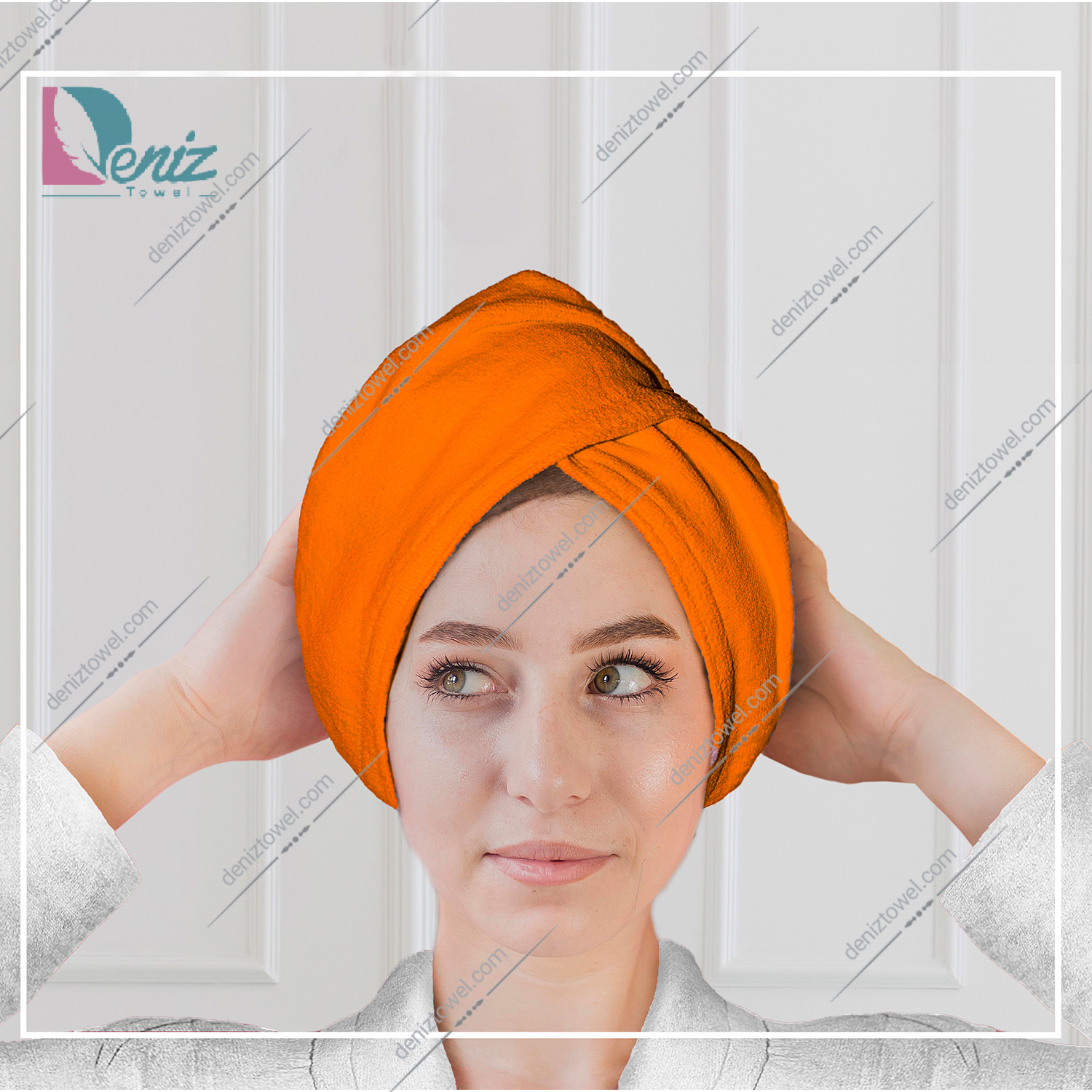 حوله سر طرح ساده مدل کلاه پیچ رنگ پرتقالی