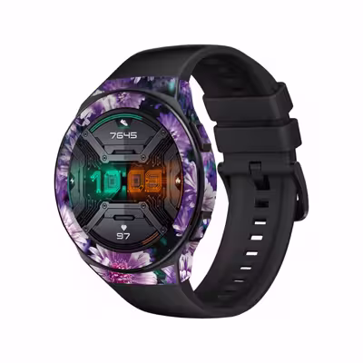 برچسب ماهوت طرح Purple Flower مناسب برای ساعت هوشمند هوآوی Watch GT 2e
