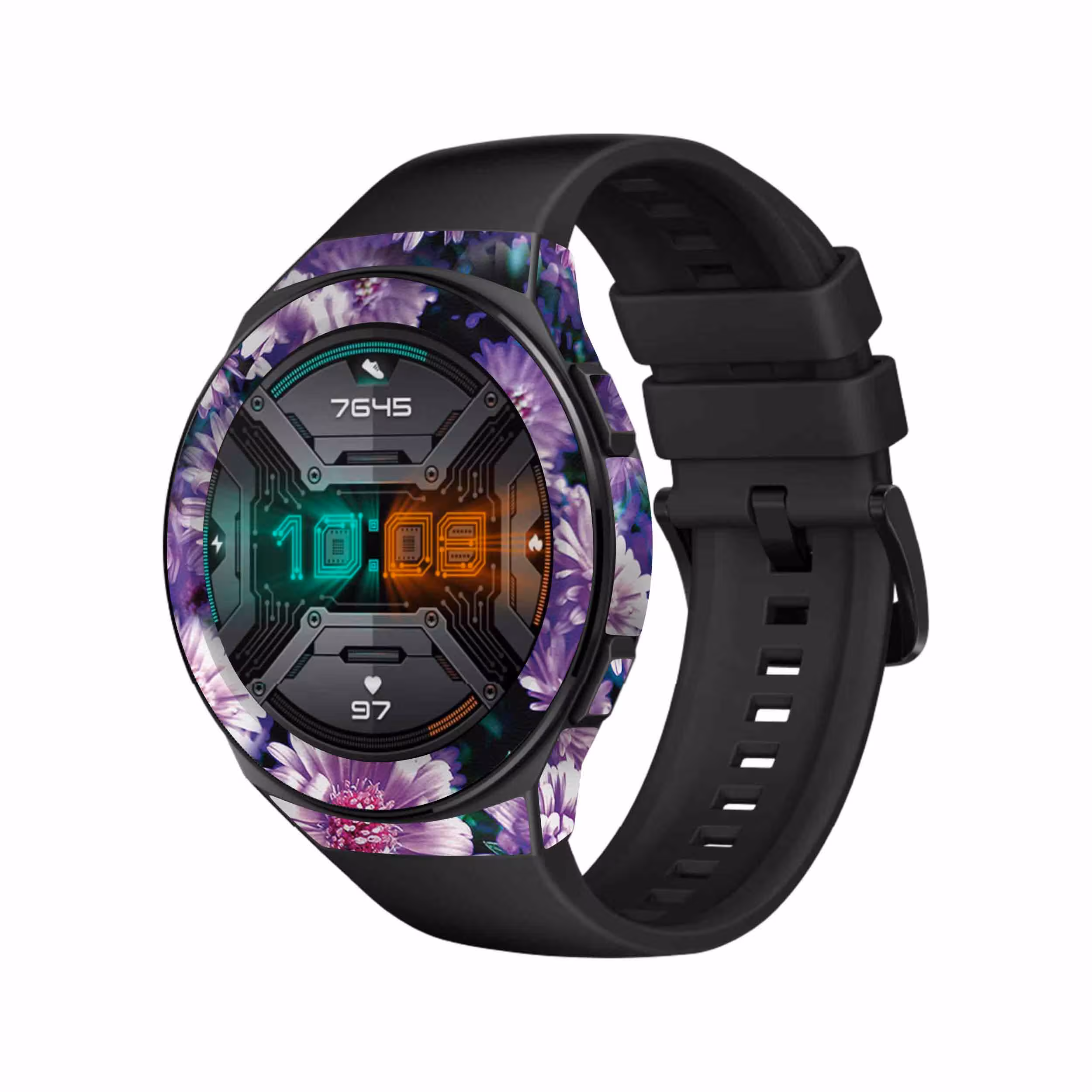 برچسب ماهوت طرح Purple Flower مناسب برای ساعت هوشمند هوآوی Watch GT 2e