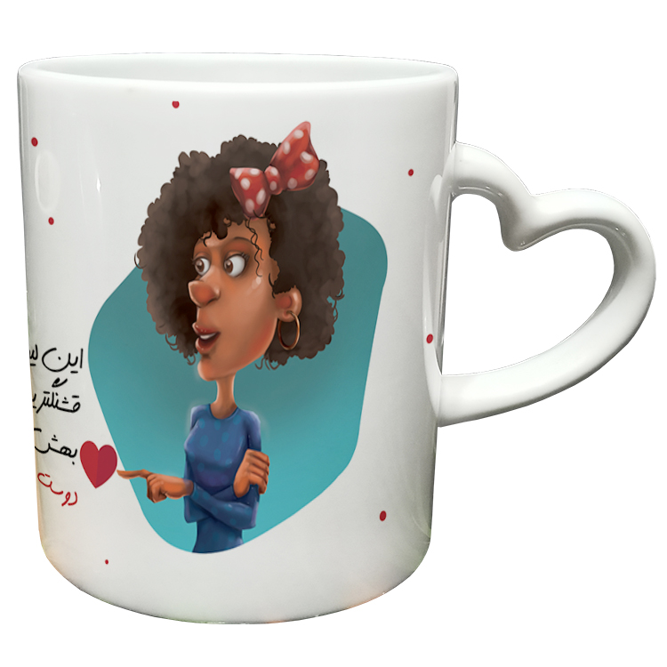 ماگ مدل دسته قلبی طرح عاشقانه کد 139