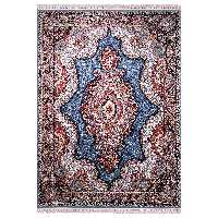 فرش ماشینی زمرد مشهد مدل یاس زمینه آبی