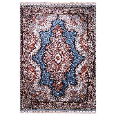 فرش ماشینی زمرد مشهد مدل یاس زمینه آبی