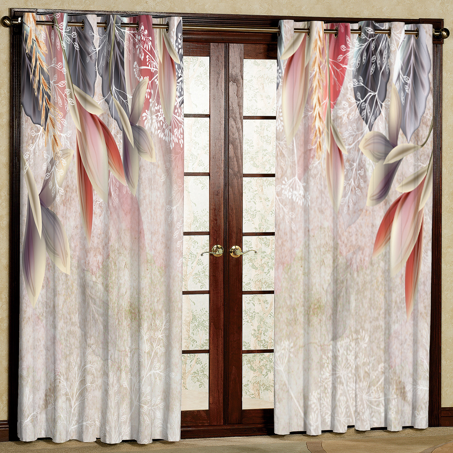 پرده مدل شاخه و برگ مخمل پانچی کد 4341 سایز 200x140 سانتی متر