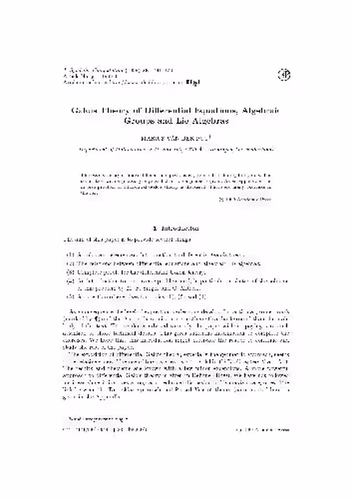 خرید و دانلود نسخه کامل کتاب Galois theory of differential equations. JSC 1999