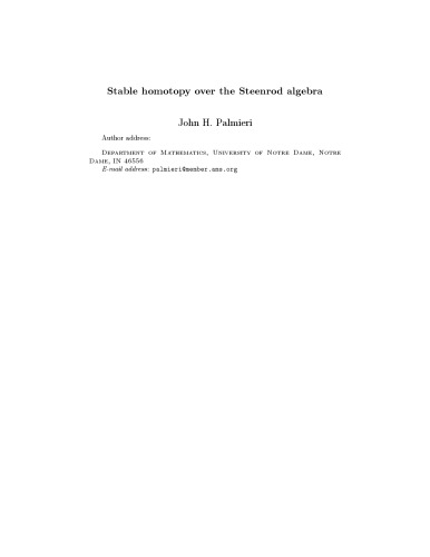 خرید و دانلود نسخه کامل کتاب Stable homotopy over the Steenrod algebra