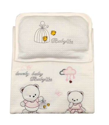 ست خواب 3 تکه نوزادی طرح خرس صورتی Babylike