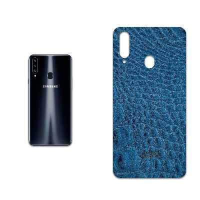 برچسب پوششی ماهوت مدل Blue-Crocodile-Leather مناسب برای گوشی موبایل سامسونگ Galaxy A20s