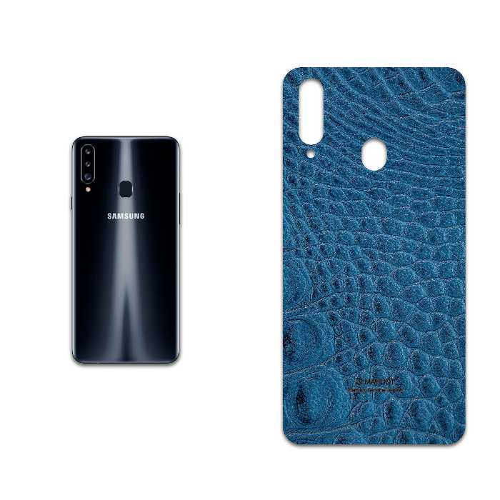 برچسب پوششی ماهوت مدل Blue-Crocodile-Leather مناسب برای گوشی موبایل سامسونگ Galaxy A20s