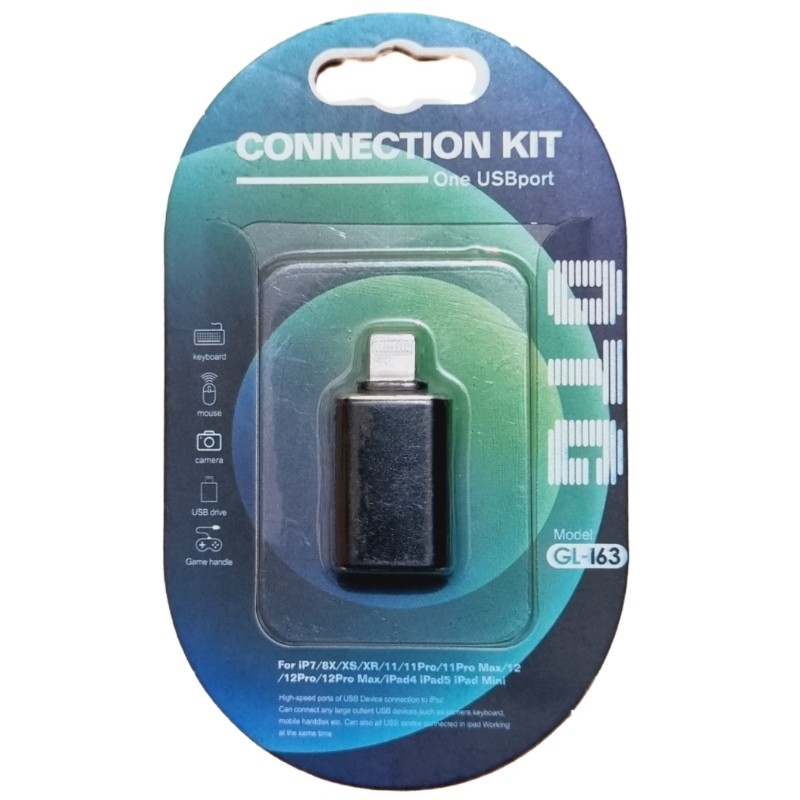 مبدل  لایتنینگ OTG مدل GL-163 (رنگ مشکی)