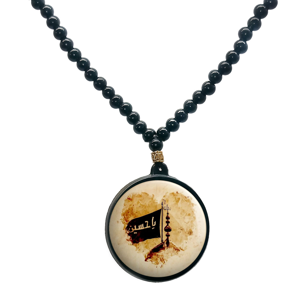 گردنبند پرمانه طرح امام حسین کد pmd.23548 مدل دو طرفه
