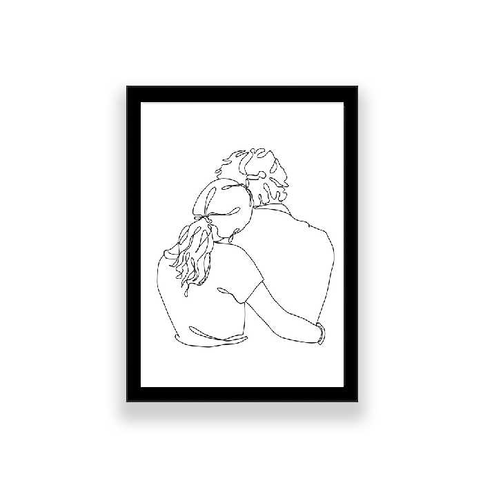 تابلو طرح مینیمال لاین آرت عاشقانه 