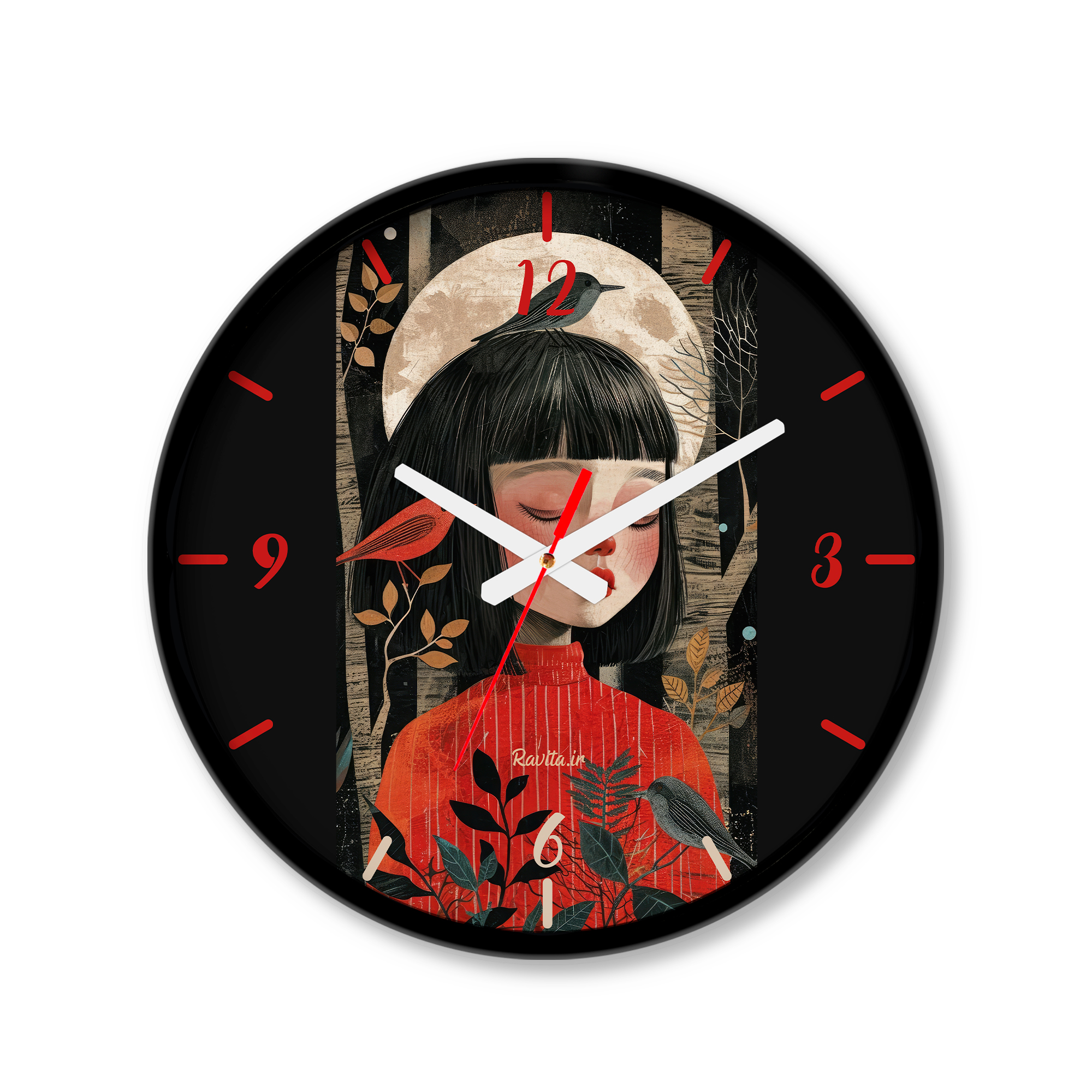 ساعت دیواری کوچک راویتا طرح نقاشی دختر کد 3574