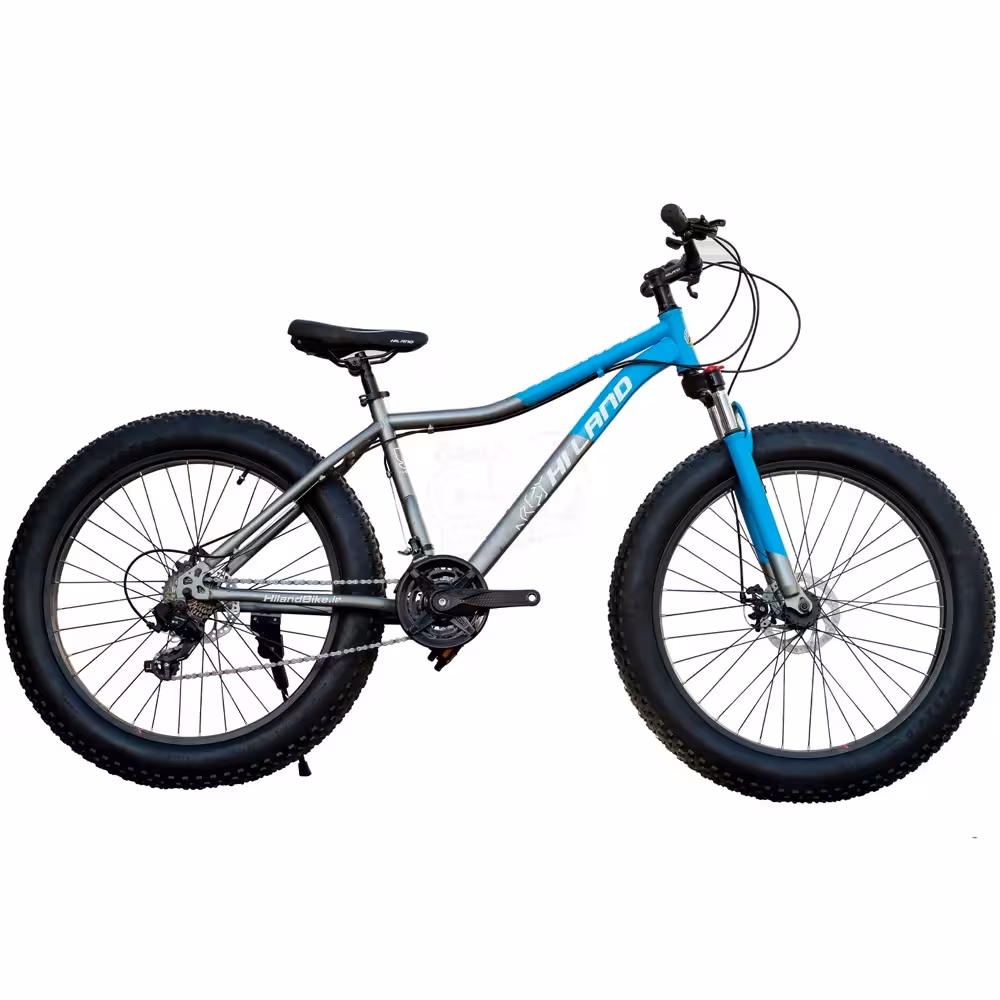 دوچرخه فت بایک های لند سایز 26 سیستم 21 سرعته رنگ آبی خاکستری Hiland Fatbike Bicycle Size 26 21 Speed Blue Gray