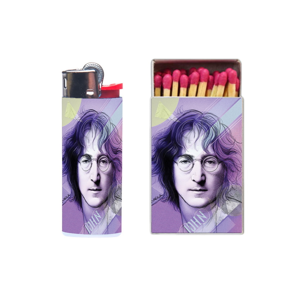 فندک مدل جان لنون کد 1234 به همراه کبریت