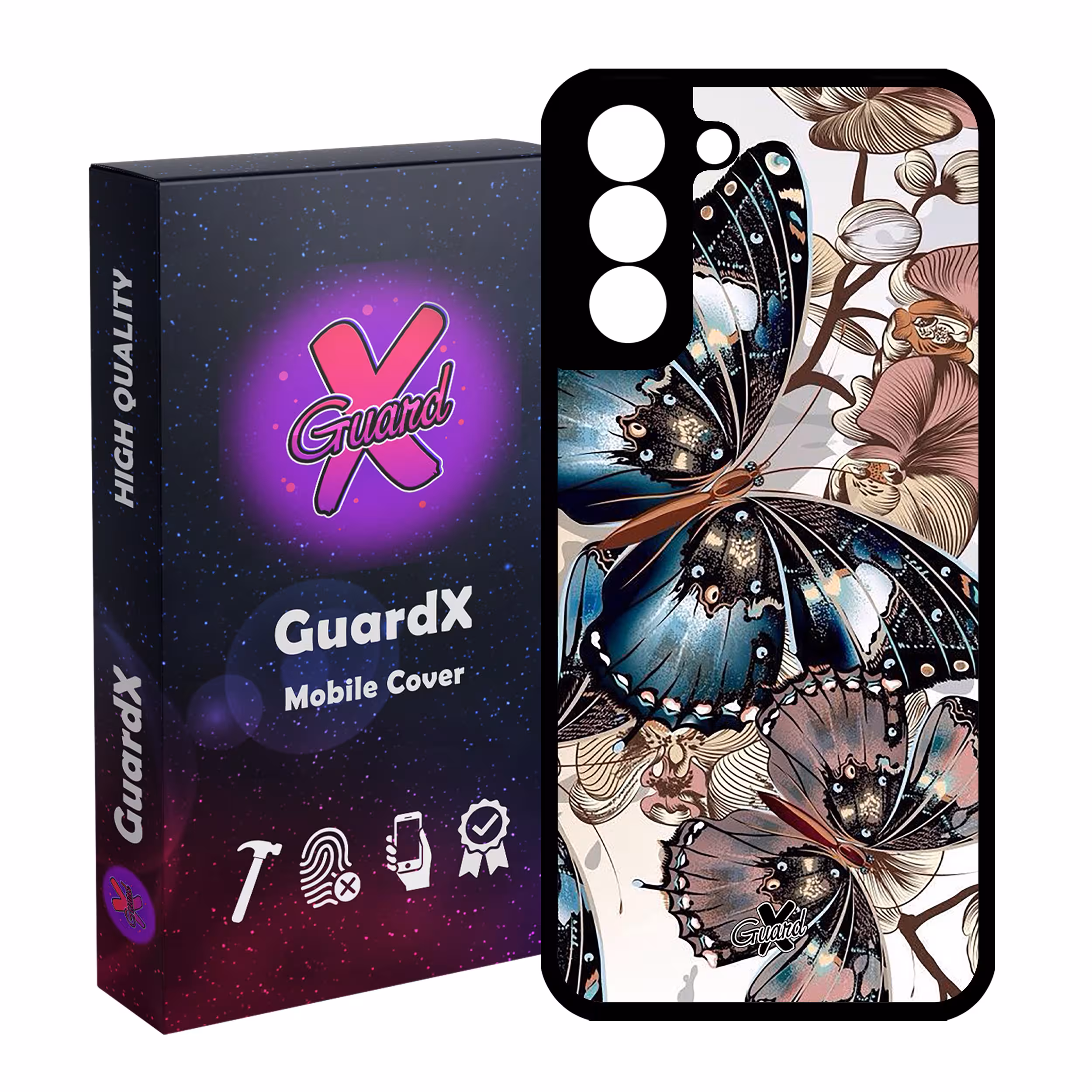 کاور گارد ایکس طرح پروانه مدل Glass10285 مناسب برای گوشی موبایل سامسونگ Galaxy S21 FE