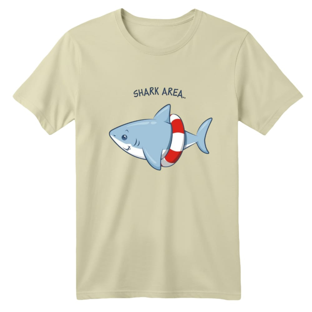 تی شرت آستین کوتاه بچگانه مدل کوسه کد 7 رنگ کرم