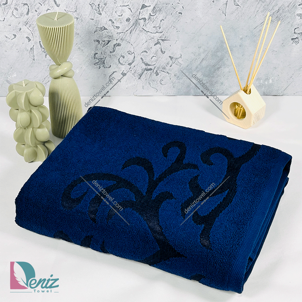 حوله حمامی طرح کایلی رنگ سرمه ای