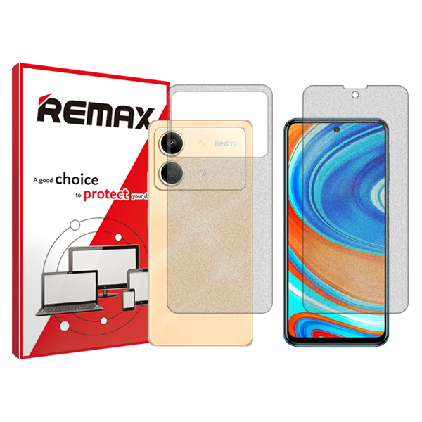 گلس صفحه نمایش و پشت گوشی شیائومی Redmi Note 13R Pro مدل هیدروژلی مات برند ریمکس کد SS
