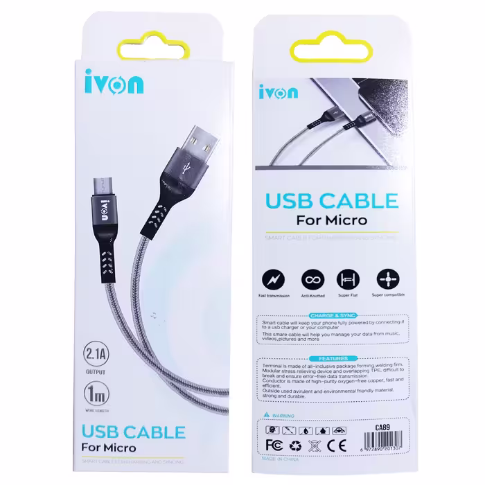 کابل تبدیل USB به MicroUSB آیوان مدل CA - 89 طول 1 متر