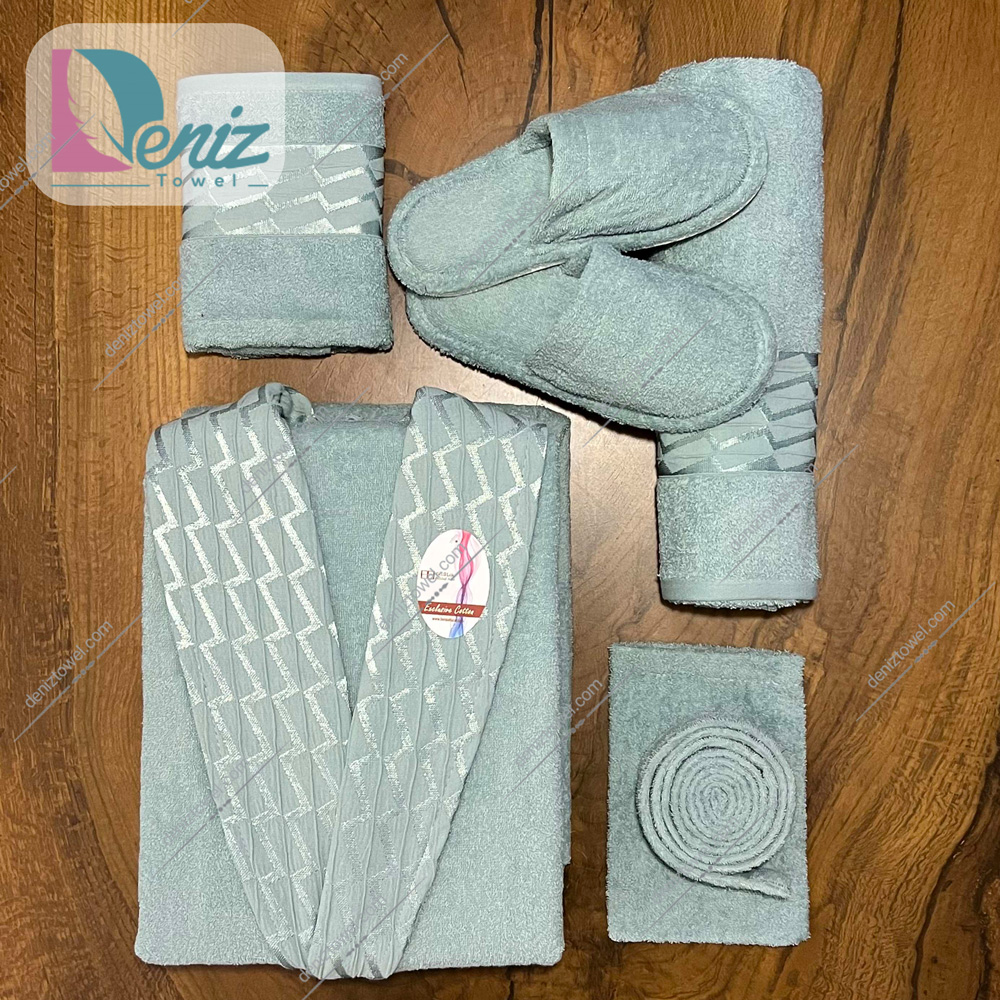 حوله ست یک نفره 6 تیکه طرح آرام رنگ بنتون