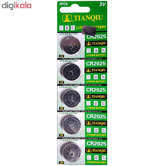 باتری سکه ای تیانکیو مدل CR2025 بسته 5 عددی