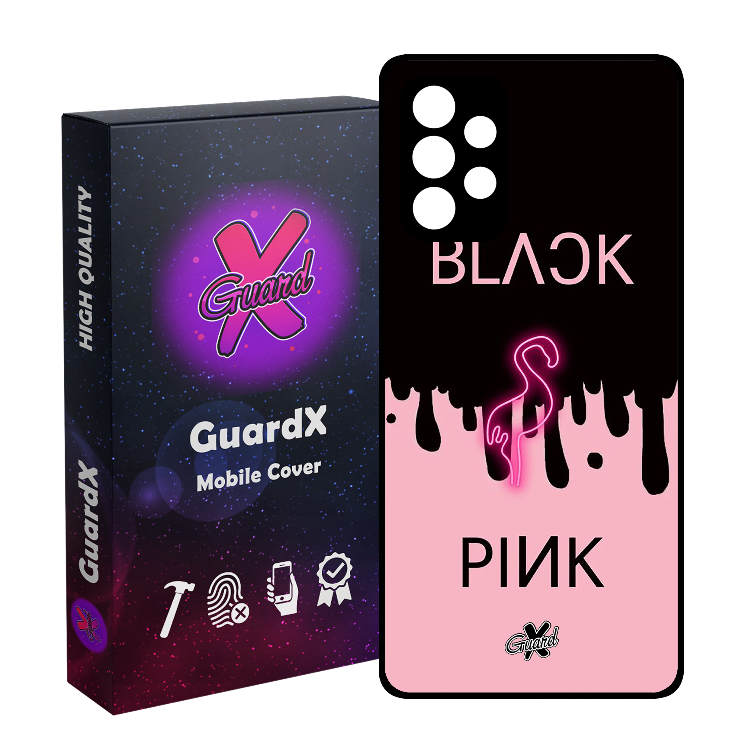 کاور گارد ایکس طرح Black Pink مدل Glass10275 مناسب برای گوشی موبایل سامسونگ Galaxy A72