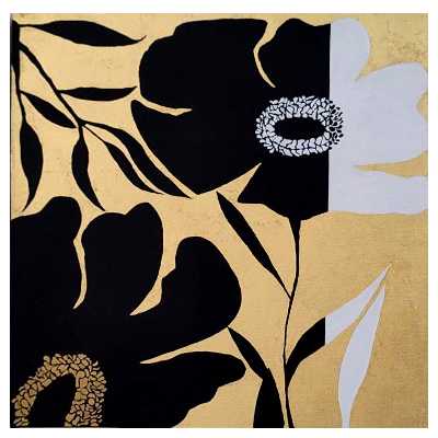 تابلو نقاشی ورق طلا طرح گل مینیمال کد 225