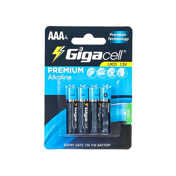 باتری نیم قلمی پریمیوم آلکالاین گیگاسل مدل LR03 بسته 4 عددی