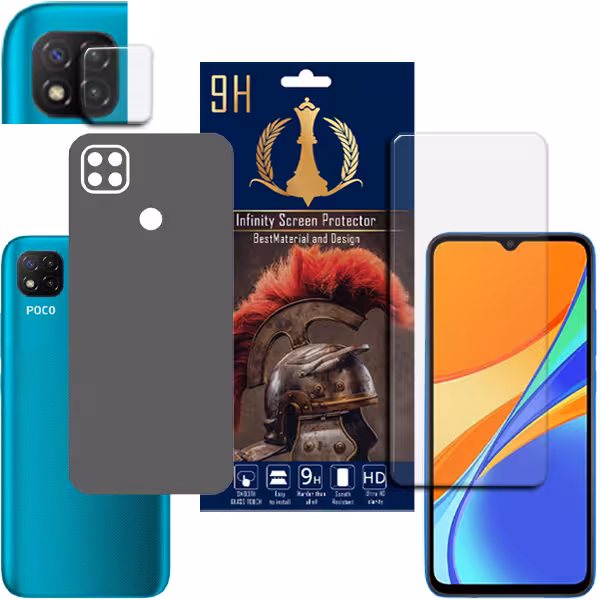 برچسب پوششی اینفینیتی مدل PRO MAX مناسب برای گوشی موبایل شیائومی POCO C3 / REDMI 9C  به همراه محافظ صفحه نمایش و محافظ لنز دوربین