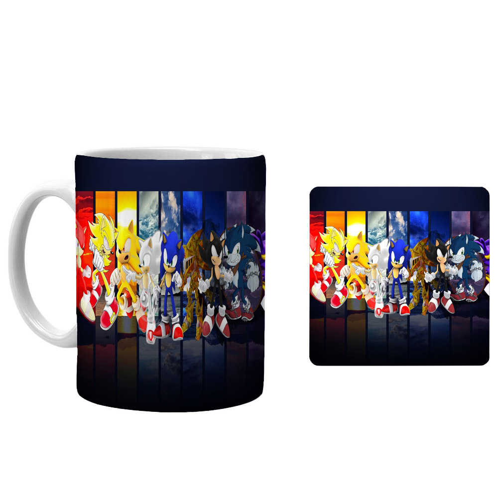 ماگ طرح سونیک کد xj9 به همراه زیرلیوانی 