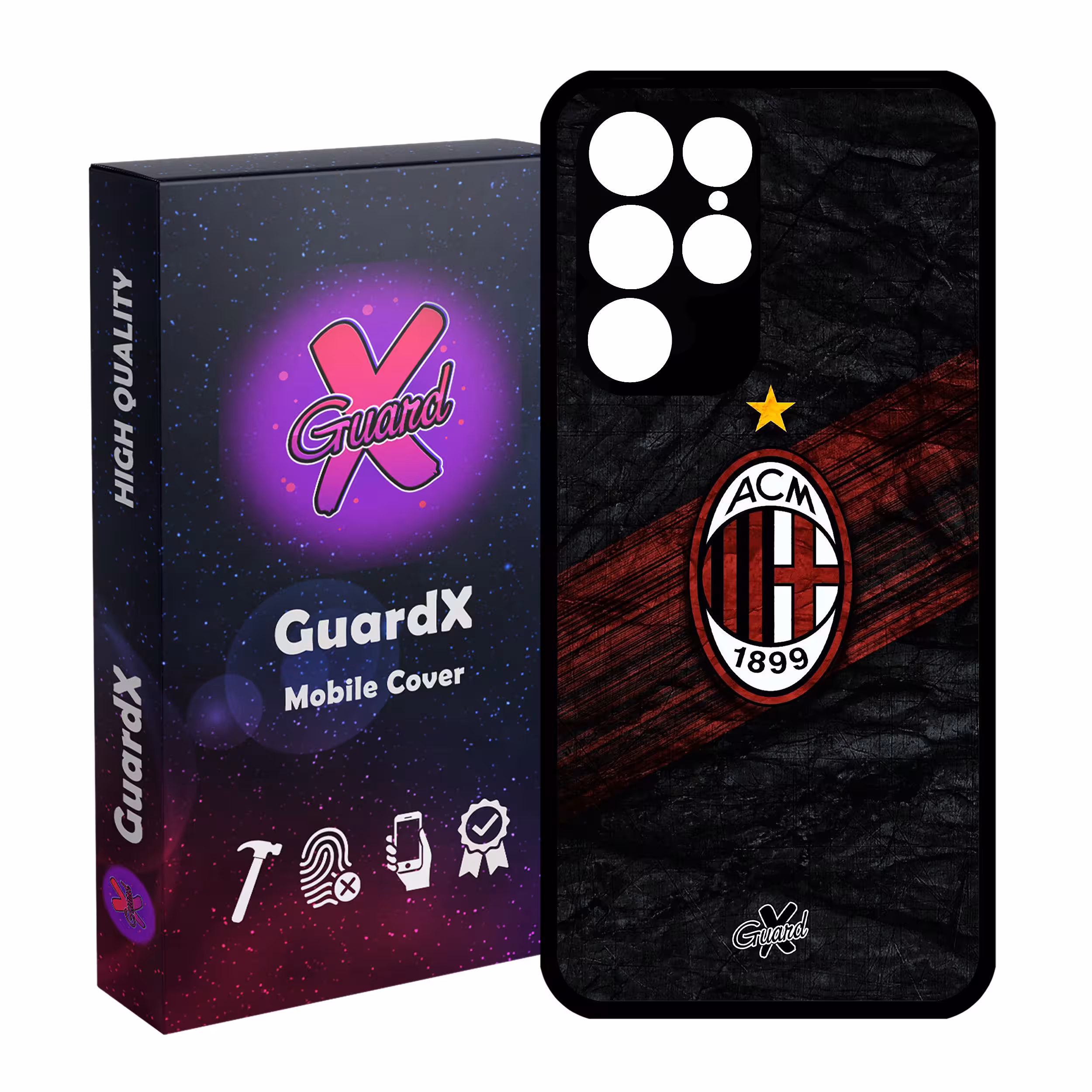 کاور گارد ایکس طرح AC Milan مدل Glass10057 مناسب برای گوشی موبایل سامسونگ Galaxy S22 Ultra