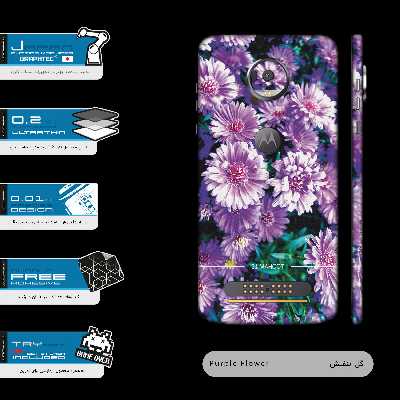 برچسب پوششی ماهوت مدل Purple-Flower-FullSkin مناسب برای گوشی موبایل موتورولا Moto Z2 Play