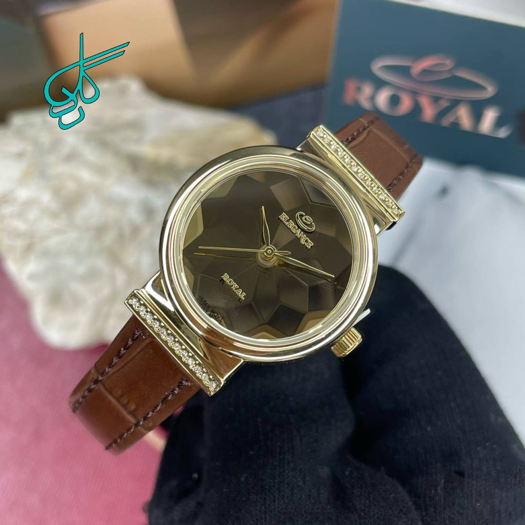 خرید ساعت زنانه چرمی مارک الگانس منشوری موتور ژاپن کیفیت عالی رنگ ثابت کد 1922237 - ردگل