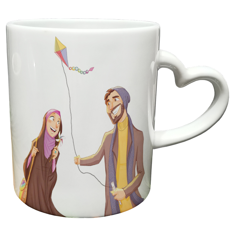 ماگ مدل دسته قلبی طرح عاشقانه کد 285