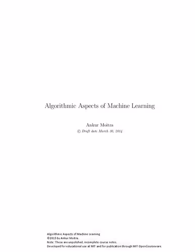 خرید و دانلود نسخه کامل کتاب Algorithmic Aspects of Machine Learning: Lecture Notes