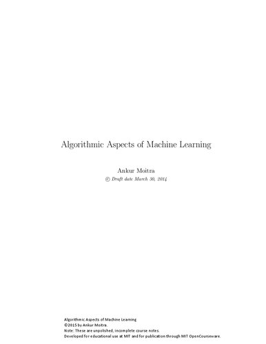 خرید و دانلود نسخه کامل کتاب Algorithmic Aspects of Machine Learning: Lecture Notes