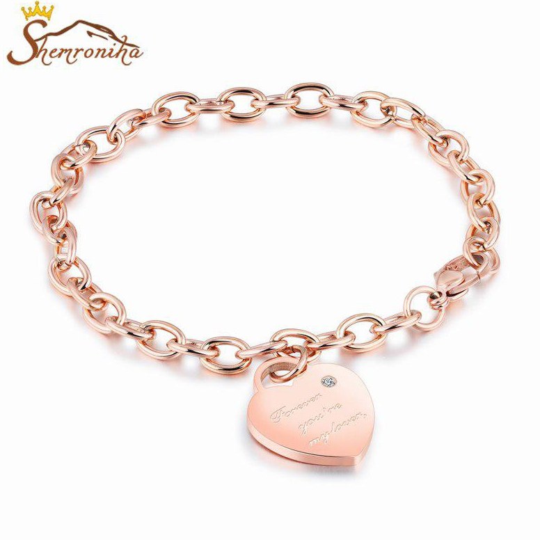  دستبند آویز قلب رزگلد BNG094G0 گالری شمرون