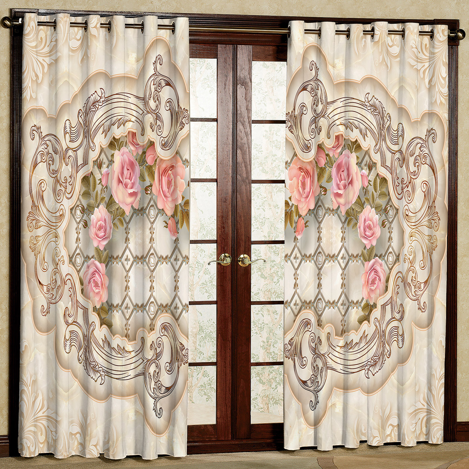  پرده مدل گل دار مخمل پانچی کد 1344 سایز 140x280 سانتی متر