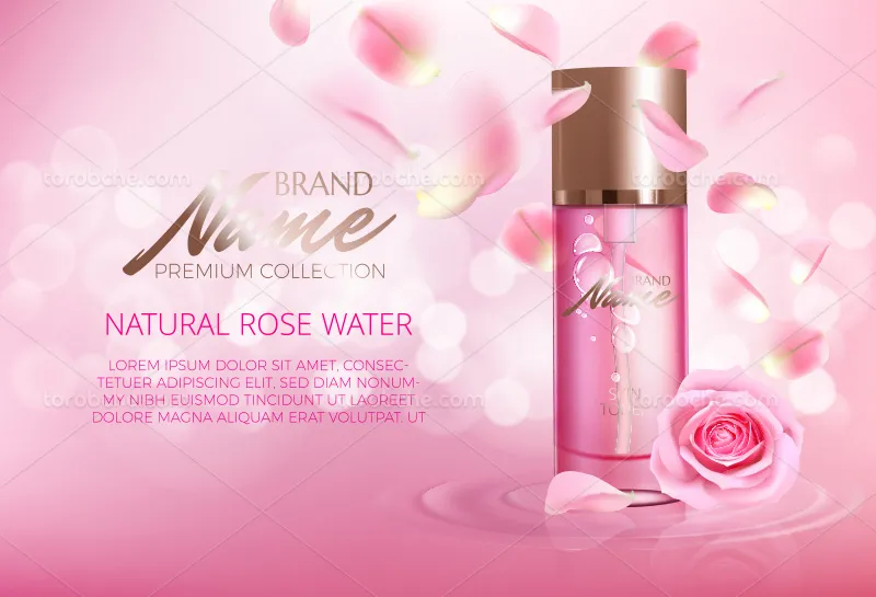 وکتور محصول آرایشی بهداشتی گل رز | گرافیک با طعم تربچه