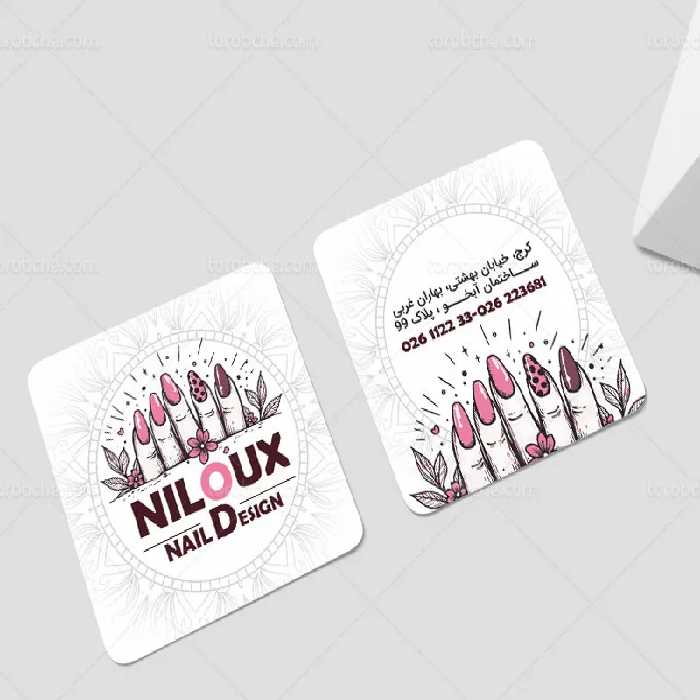 طرح کارت ویزیت لایه باز مربعی کاشت ناخن | گرافیک با طعم تربچه
