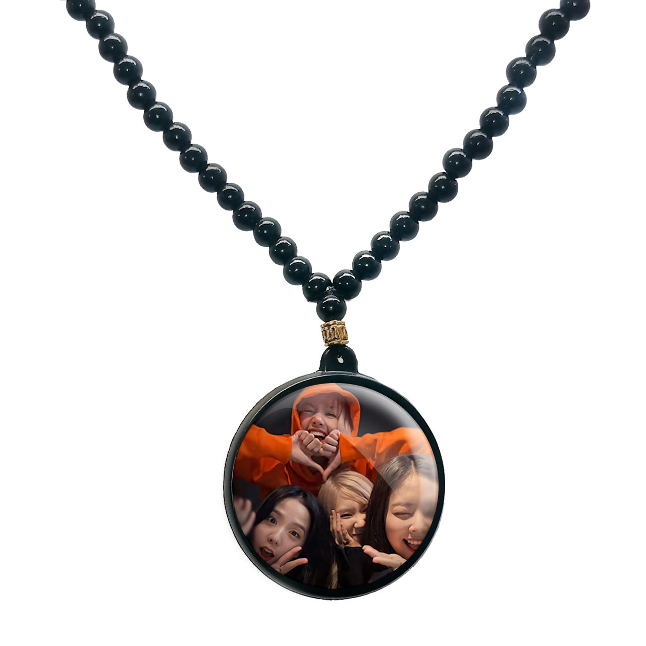 گردنبند پرمانه طرح بلک پینک کد pmd.18193 مدل دو طرفه