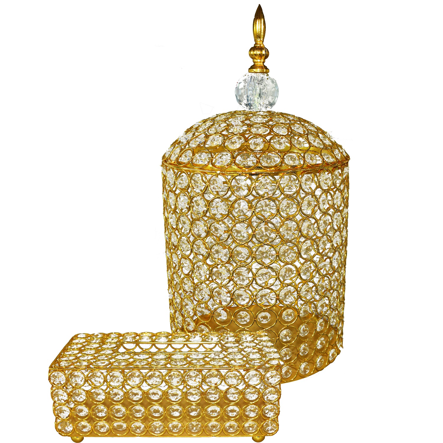 ست سطل و جای دستمال کاغذی مدل نگین دار