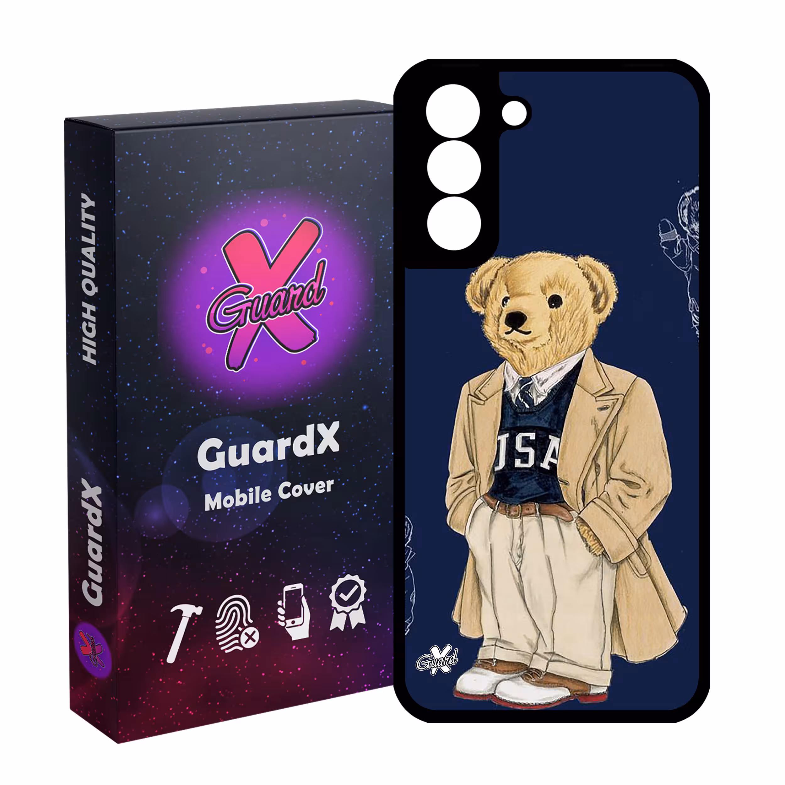 کاور گارد ایکس طرح خرس مدل Glass10427 مناسب برای گوشی موبایل سامسونگ Galaxy S21 FE