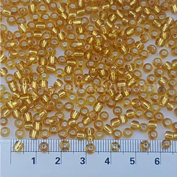 منجوق گرد درشت شیشه ای طلایی میانه