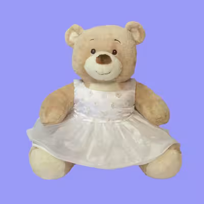 عروسک طرح خرس تدی مدل Build a Bear Wedding Dress کد SZ9/592 ارتفاع 31 سانتی‌متر