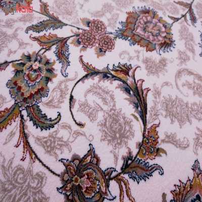فرش ماشینی زمرد مشهد طرح 45001 زمینه کرم صورتی