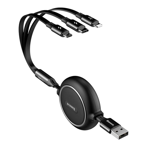کابل سه سر بیسوس Baseus Golden Loop 3-in-1 Elastic Cable CAMLT-JH01 توان 35 آمپر