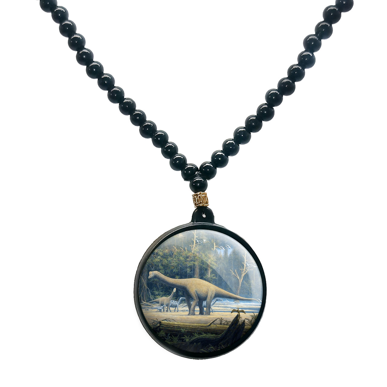 گردنبند پرمانه طرح دایناسور ها کد pmd.23374 مدل دو طرفه