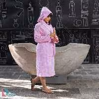 حوله تن پوش آرام رنگ یاسی
